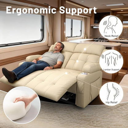 Reclining Loveseat with Pebble Texture Fabric, Loveseat Recliner with USB/Type - Image 7