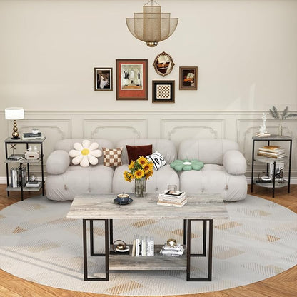 AWQM Faux Marble Table Set, Coffee Table & 2 Side Table, Faux Marble Tabletop - Image 7