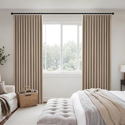 MIULEE Copper Brown Pinch Pleated 100% Blackout Linen Curtains 40x63 Inches | - Image 2