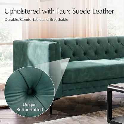 HULALA HOME 84" W Faux Leather Sofa Couch - Image 4