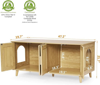 Homhedy Boho Cat Litter Box Enclosure - Image 2