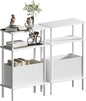 Narrow Side Table with Fabric Basket, Slim Nightstand with 3-Tier Storage Shelf by Unknown