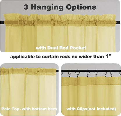Chyhomenyc Mustard Yellow Sheer Curtains 120 Inches Long - Image 7