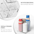 Cup and Lid Holder, 4 Compartment, Square | Rotating Coffee Cup Dispenser Lid Carousel for Restaurant, Buffet, Coffee Station, Bar, Countertop, Clear Acrylic