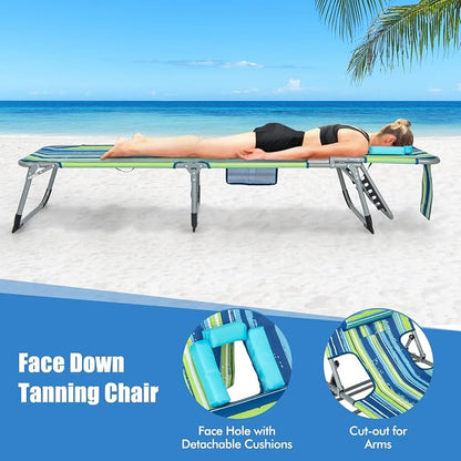 Goplus Tanning Chair, Folding Adjustable Patio Lounge Chair - Image 5
