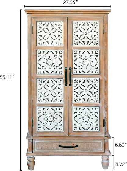 LKTART 55" Tall Vintage Sideboards Carved Wood Buffet Cabinet, Farmhouse Pantry - Image 2