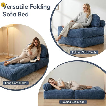 Convertible Corduroy Floor Sofa, 3-in-1 Folding Lazy Sofa Bed - Image 3