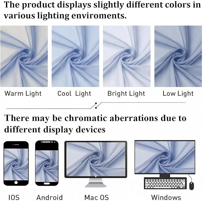 Denim Blue Sheer Curtains 63 Inch Length 2 Panels, Light Filtering Voile - Image 7