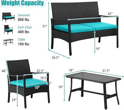 Tangkula 8 Pieces Rattan Conversation Set, Patio Sofa Couch Set - Image 3