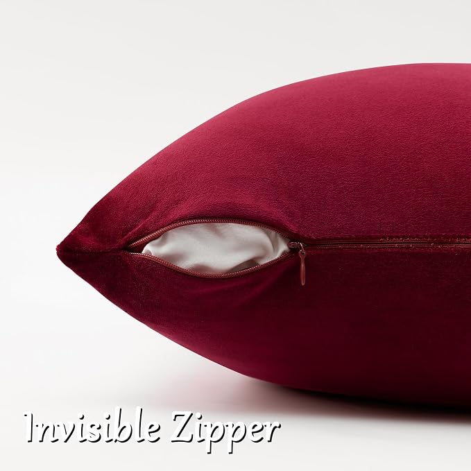 GIGIZAZA Burgundy Velvet Pillow Covers 12x20 Decorative Pillows Pack of 2 | Red - Image 4