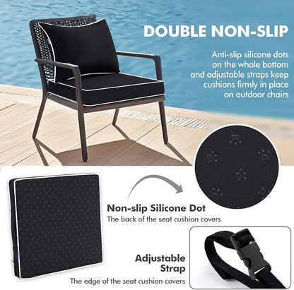 MIULEE Black Outdoor Seat Cushion 24x24 Inch Waterproof & 3 Year Fade Resistant - Image 4