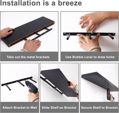 Fixwal Black Floating Shelves for Wall, Bathroom and Kitchen, Wall Shelves for - Image 7