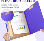 12 Pcs Classification Folders Letter Size, Back to School Supply for Teacher, Student, 2 Pocket Dividers Pressboard File Folder Bulk with 2 Fasteners, 2 in Expanding File Organizer (Purple)