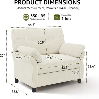 44.5" Oversized Accent Chair, Comfy Chenille Fabric Living Room Chairs - Image 2