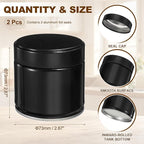 uxcell 2Pcs Round Tea Canisters, 3" x 3" Airtight Metal Tea Containers for Loose Tea, Coffee Beans, Spices - Durable, Compact, and Stylish Storage Tea Tin (Black)