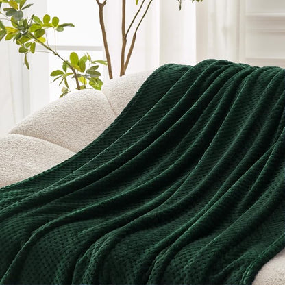Exclusivo Mezcla Soft Waffle Fleece Bed Blanket Queen Size, Cozy Flannel - Image 5