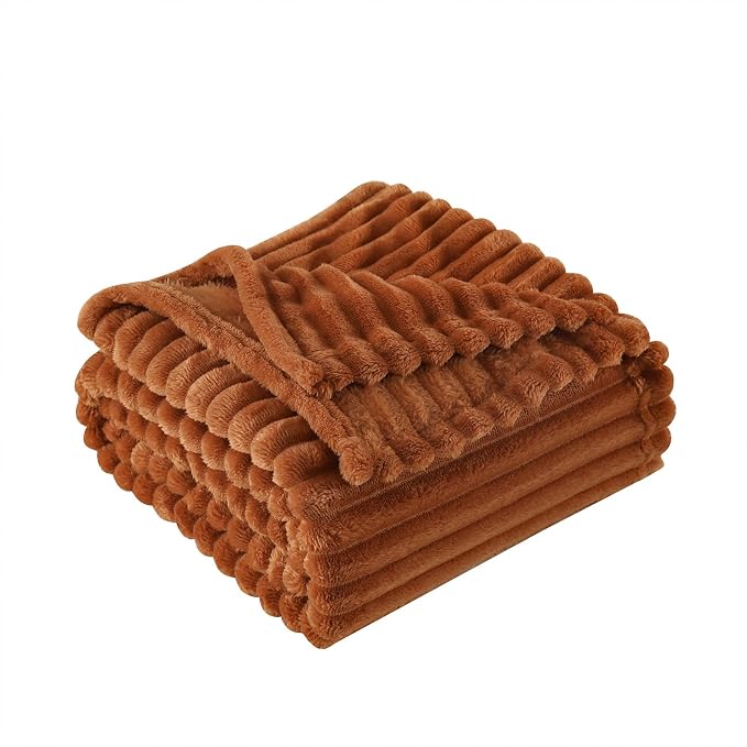 Burnt Orange Fleece Throw Blanket 50”×70” - Image 3