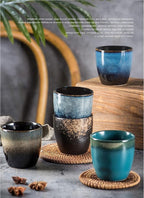 Ceramic Tea Cup, Kung Fu Tea set, Coffee Cup, Yerba Mate Set 4-piece companion cup set(Blue)