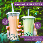 Reusable Boba Cup for Regular Size Bubble Tea (16 Oz), Angled Straws, Leak Proof Design, Double Wall Insulated Bubble Tea Cup
