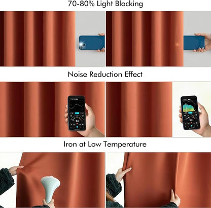 MIULEE Fall Burnt Orange Back Tab Blackout Curtains 52"x108" Length 2 Panel | - Image 5
