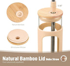 Kodrine 24oz Glass Tumbler with 2 Lids and Straws, Glass Cup With Bamboo Lid and On-the-go Lid, Reusable Iced Coffee Cup, Ideal for Smoothie, Cold Drinks, Fit Cup Holder, BPA Free(1, Amber)