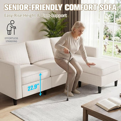 JAMFLY Sectional Sofa for Living Room, 3-Seat Reversible Couch - Image 5