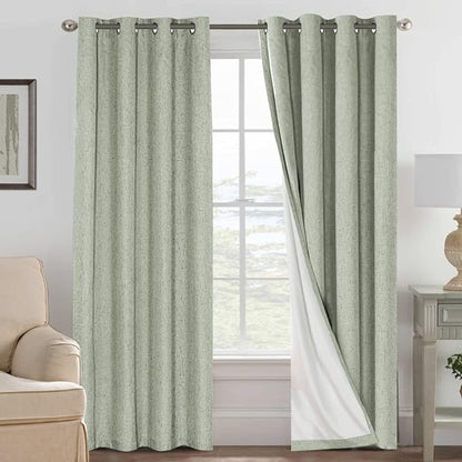 H.VERSAILTEX Linen Blackout Curtains 96 Inches Long 100% Absolutely Blackout by HVERSAILTEX