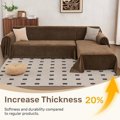 2 Pieces Sectional Couch Covers L Shaped Cover XL Coffee | Thick Washable Fabric - Image 3