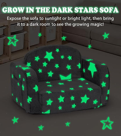 Kids Couch, 2-in-1 Soft Toddler Couch Fold Out - Image 6
