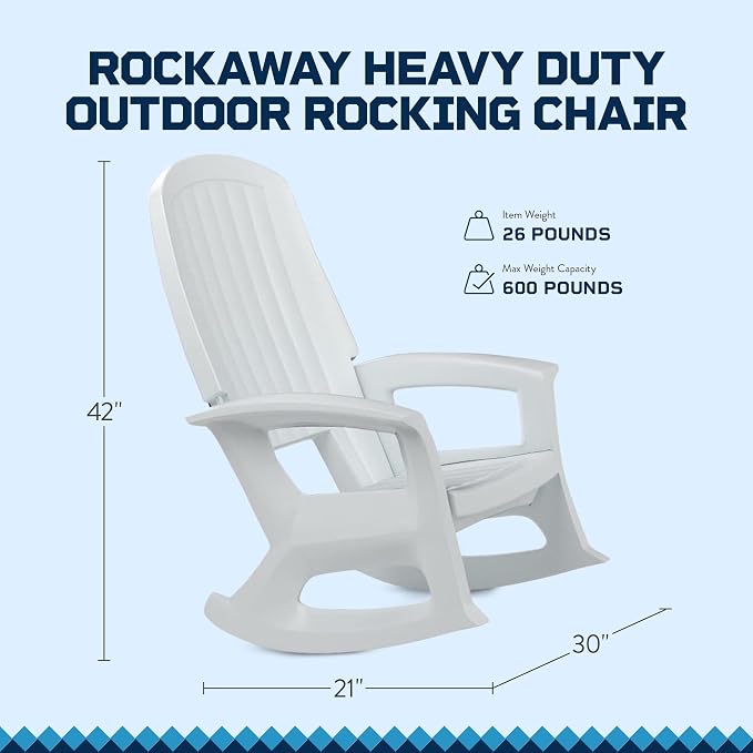 Semco Plastics Rockaway Heavy Duty All Weather Outdoor Rocking Chair - Image 3
