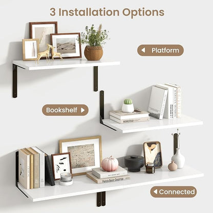 Fun Memories Floating Shelves for Wall, 12 Inch Deep Floating Shelves Set of 2 - Image 6