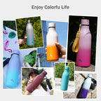 Insulated Water Bottle with Strap,25 oz Double Wall Stainless Steel Vacuum Bottles Metal Water Flask,Black