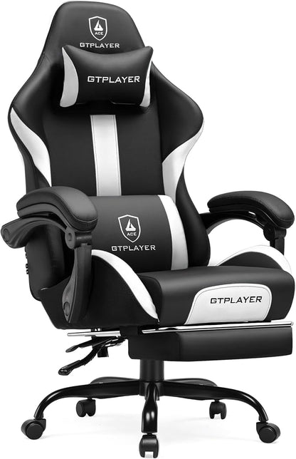 GTPLAYER Gaming Chair with Pocket Spring Cushion, Leather Office Chair with by GTPLAYER