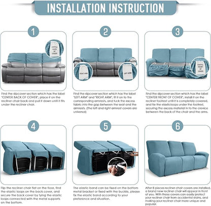 TAOCOCO Recliner Sofa Covers 8-Pieces Stretch Large Couch Covers - Image 6