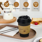 LITOPAK 500 Pack 12 oz Disposable Coffee Cup with Lids, Sleeves, and Stirring Sticks, Black To Go Paper Coffee Cups for Home, Travel, Office, Party