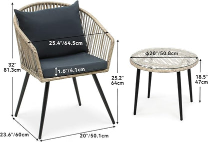 YITAHOME 3-Piece Outdoor Patio Furniture Wicker Bistro Set, All-Weather Rattan - Image 7