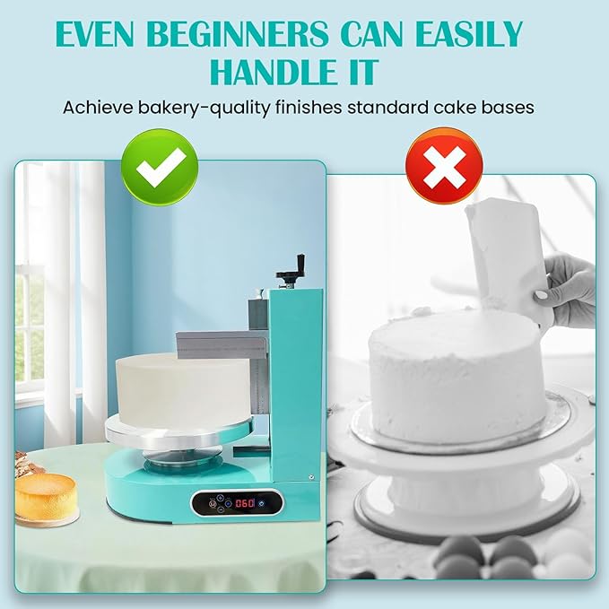 Cake Decorating Machine, Tabletop Cake Frosting Machine for 4-12inch Cakes, Cream Spreading Automatic Frosting Turntable with Graduated Scraper, for Cake Shops, Dessert Shops, Households
