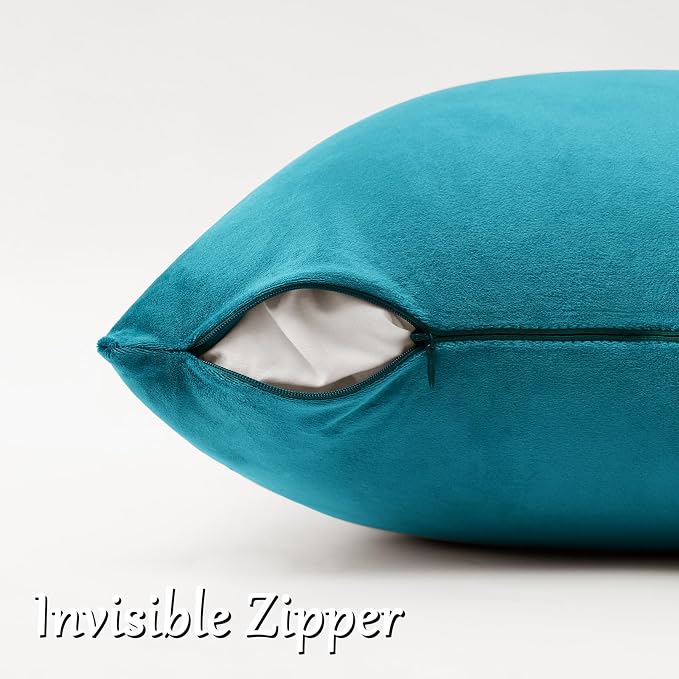 GIGIZAZA Teal Velvet Pillow Covers 22x22 Decorative Pillows Pack of 2 | Blue - Image 5