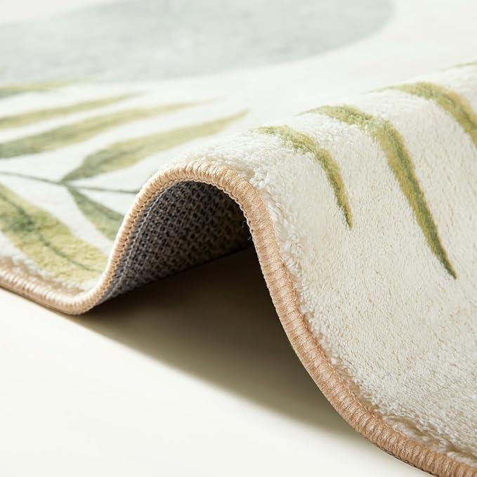RoomTalks Boho Green Cute 3x5 Small Area Rugs Washable, Modern Abstract - Image 6
