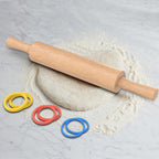 Classic Wooden Rolling Pin with Handle for Fondant, Pizza, Pies, Cookies, Pastries, Rolling Pin for Baking with 3 Multi-Color Thickness Rings, 17"x2.5" (Include handle) Beechwood Rolling Pin