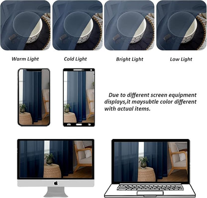 Chyhomenyc Navy Blue Sheer Curtains 84 Inches Long 2 Panels, Light Filtering - Image 4