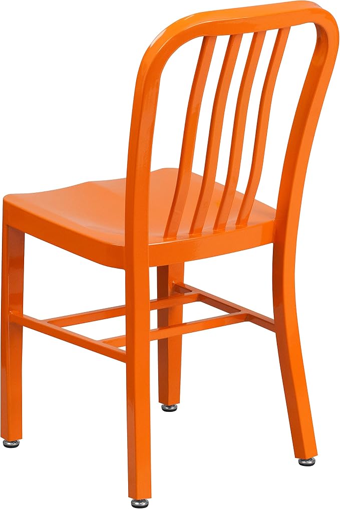 Flash Furniture Gael Commercial Grade 2 Pack Orange Metal Indoor-Outdoor Chair - Image 7