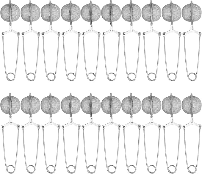 Snap Ball Tea Strainer, Voittozege 20 Pcs Premium Stainless Steel Tea Infuser with Handle Tea Infuser Filter with Tong Pincer Steeper Reusable for Loose Leaf Tea, Spices, Seasonings