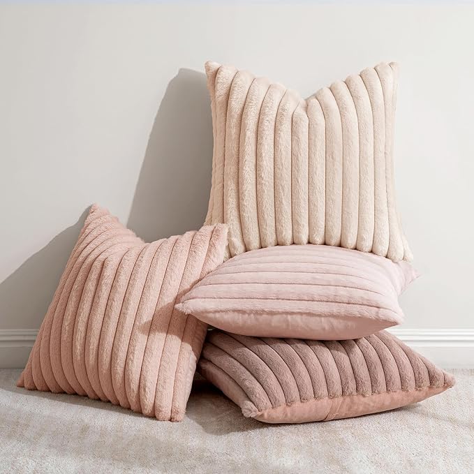 MIULEE Faux Fur Plush Decorative Throw Pillow Covers 18x18, Soft Cute Romantic - Image 3