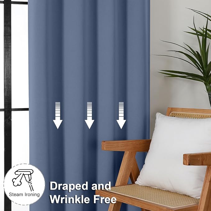 Simplebrand Ava Denim Blue Short Blackout Curtains - Image 7