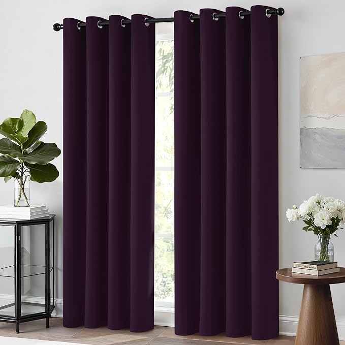 Yakamok Room Darkening Curtains 52x96 inch Length Dark Purple-Living Room | 2 - Image 3