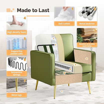 VINGLI Modern PU Leather Accent Chair, Single Sofa Chair - Image 5