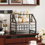 Coffee Pod Drawer Holder K-Cup Holder Drawer for 56 Coffee Pods Storage 4-Tier Coffee Pod Holder Organizer Coffee Station Organizer for Countertop Kitchen Office Coffee Bar Accessories