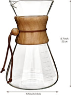 AGOGO Pour Over Coffee Maker Glass - 6/8/10 Cup Barista Kit with 304 Stainless Filter for Home, Office, Camping, Cafes - Easy Clean Coffee Dripper Set (Rag&Brush Included) (10 Cup/34 oz-Slim Shape)