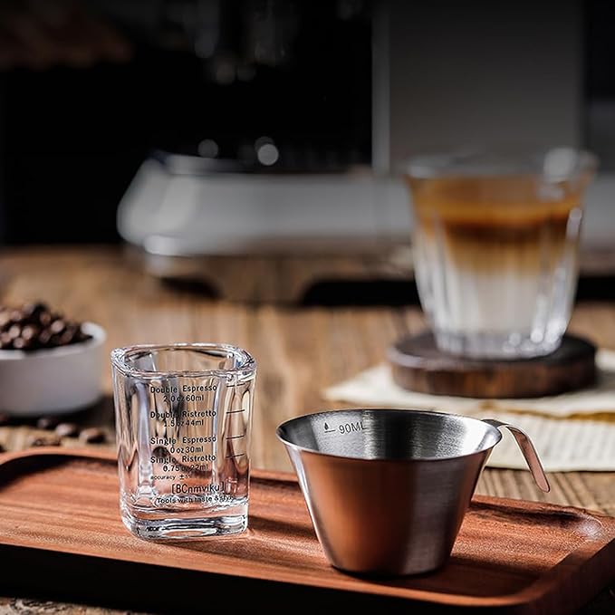 Shot Glasses Measuring Cup 2018 Liquid Heavy Glass Wine Espresso Shot 26-Incremental Measurement 1 OZ 4 Features 45ML (Square-1pack)